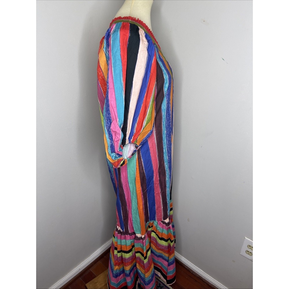 Farm Rio One Shoulder Multi-color Stripe Maxi Dress Medium M - Picture 4 of 9